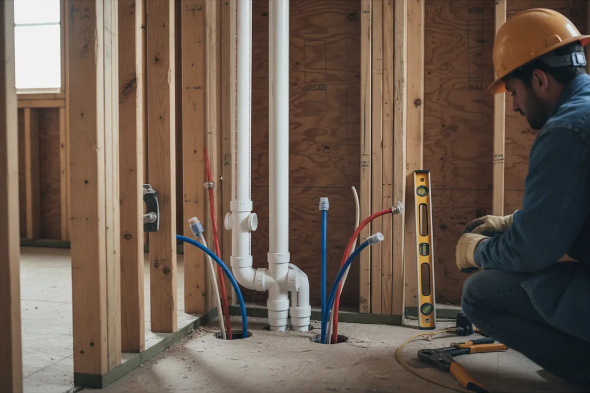 Drain and supply rough-in during Garbage Disposal Repair in Middle River